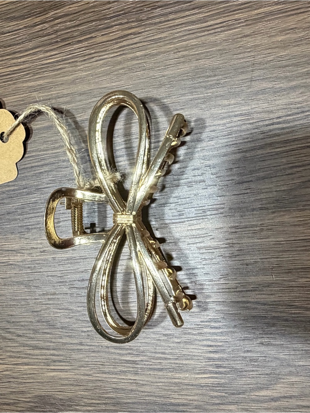 Gold Bow Hair Clip for Women - Elegant Metallic Accessory